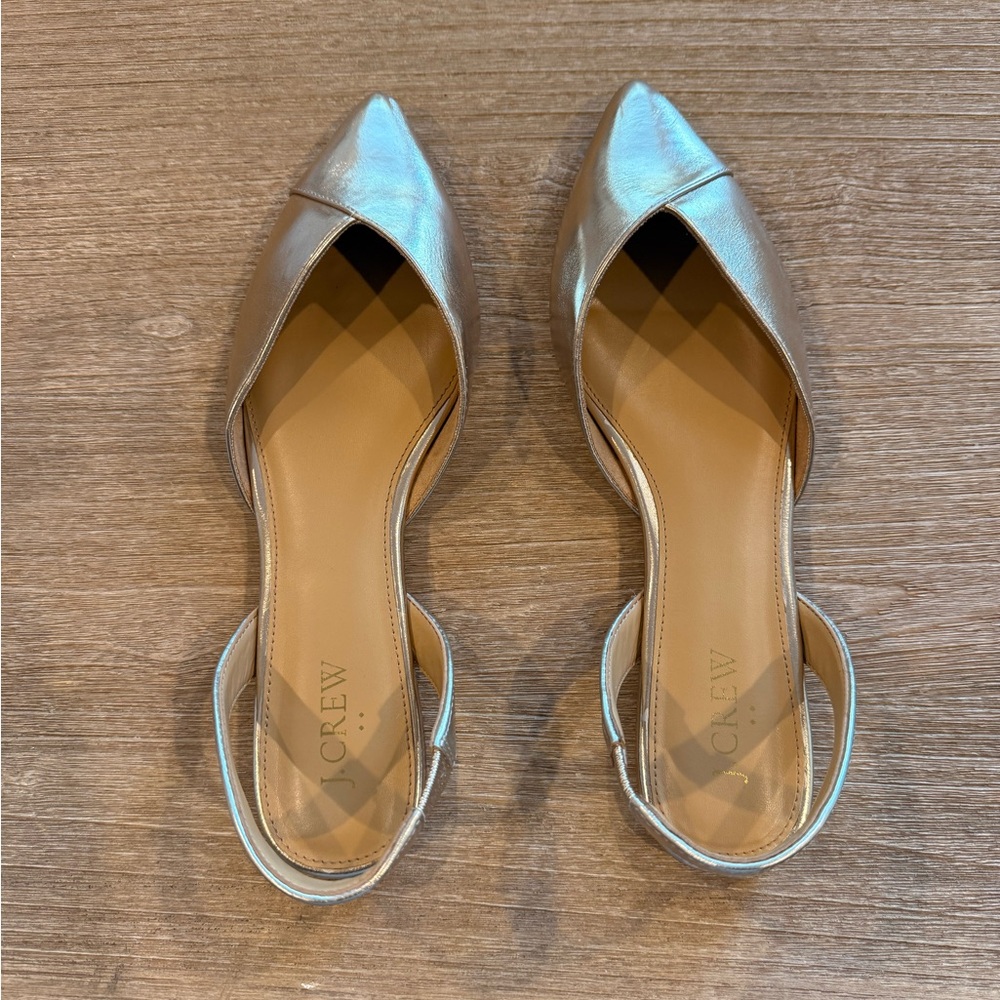 J. Crew Metallic Slingback Flats